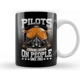 Baskı Dükkanı Funny Pilots Looking Down On People Since 1903 Pun Kupa Bardak