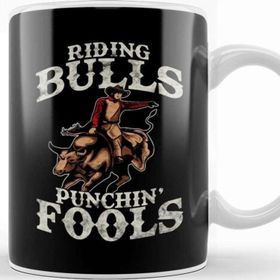 Baskı Dükkanı Funny Riding Bulls Punchin Fools Competitive Pun Kupa Bardak