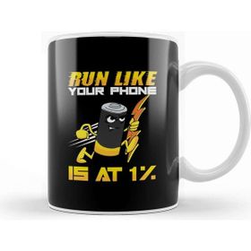 Baskı Dükkanı Funny Run Like Your Phone Is At 1% Sprinting Pun Kupa Bardak