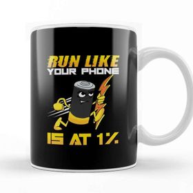 Baskı Dükkanı Funny Run Like Your Phone Is At 1% Sprinting Pun Kupa Bardak