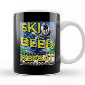 Baskı Dükkanı Funny Ski Beer Repeat Skiing Drinking Skiers Kupa