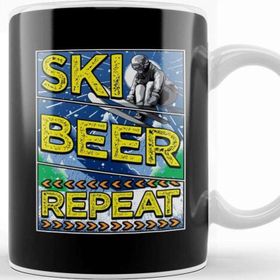 Baskı Dükkanı Funny Ski Beer Repeat Skiing Drinking Skiers Kupa