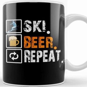 Baskı Dükkanı Funny Ski Beer Repeat Skiing Skiers Kupa