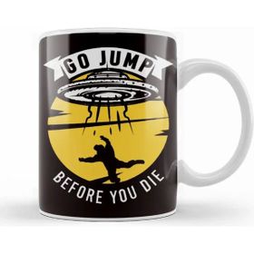 Baskı Dükkanı Funny Skydiving Ufo Airplane Parachuting Free Fall Flying Kupa