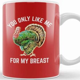 Baskı Dükkanı Funny Thanksgiving You Only Like Me For My Breast 01 Kupa