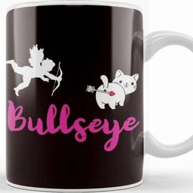 Baskı Dükkanı Funny Valentines Day Bullseye Cupid Cat Kitten Kupa