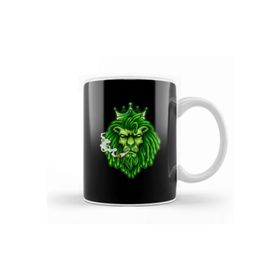 Baskı Dükkanı Funny Weed Marijuana Cannabis Kush Pot Green Lion Smoking Stoner Kupa