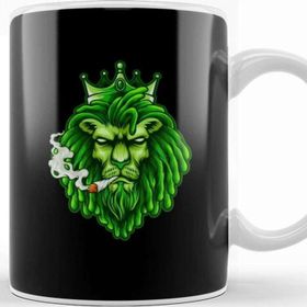 Baskı Dükkanı Funny Weed Marijuana Cannabis Kush Pot Green Lion Smoking Stoner Kupa