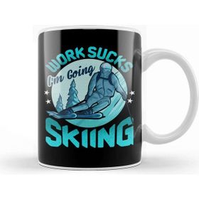 Baskı Dükkanı Funny Work Sucks, I'm Going Skiing Kupa Bardak