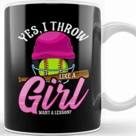 Baskı Dükkanı Funny Yes, I Throw Like A Girl Want A Lesson Kupa