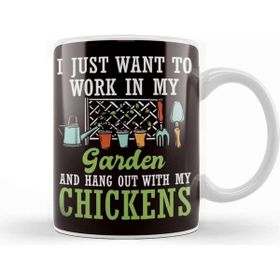 Baskı Dükkanı Garden Work Chickens Gardener Gardening Planting Plants Lawn Kupa