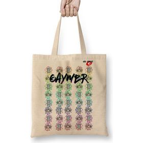 Baskı Dükkanı Gaymer Bez Uzun Saplı Krem Rengi Çanta