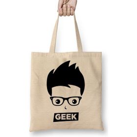 Baskı Dükkanı Geek Bez Uzun Saplı Krem Rengi Çanta