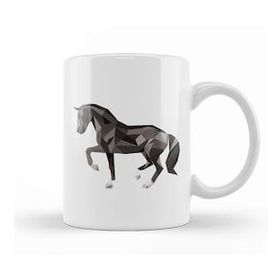 Baskı Dükkanı Geometric Animal Black Horse Kupa