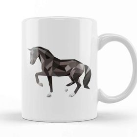 Baskı Dükkanı Geometric Animal Black Horse Kupa
