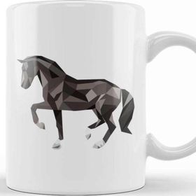 Baskı Dükkanı Geometric Animal Black Horse Kupa
