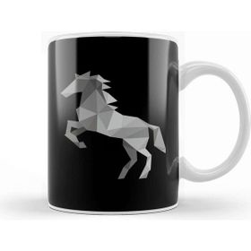 Baskı Dükkanı Geometric Animal Grey Horse Kupa