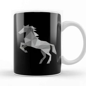 Baskı Dükkanı Geometric Animal Grey Horse Kupa