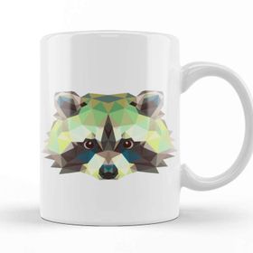Baskı Dükkanı Geometric Animal Raccoon Kupa