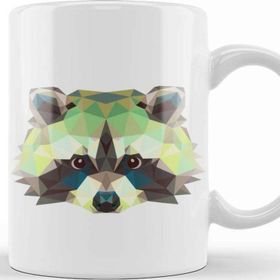 Baskı Dükkanı Geometric Animal Raccoon Kupa