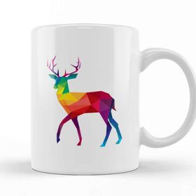 Baskı Dükkanı Geometric Animal Rainbow Deer Kupa