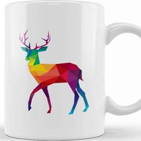 Baskı Dükkanı Geometric Animal Rainbow Deer Kupa