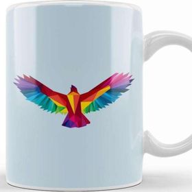 Baskı Dükkanı Geometric Animal Rainbow Hawk Kupa