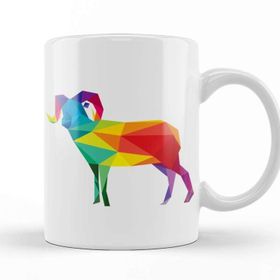 Baskı Dükkanı Geometric Animal Rainbow Ram Kupa