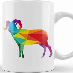 Baskı Dükkanı Geometric Animal Rainbow Ram Kupa