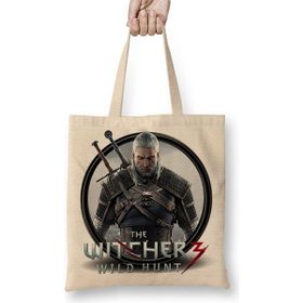 Baskı Dükkanı Geralt The Witcher Bez Uzun Saplı Krem Rengi Çanta
