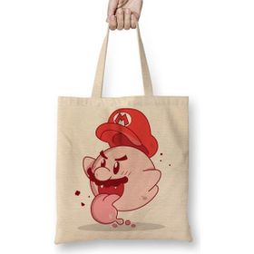 Baskı Dükkanı Ghost Mario Bez Uzun Saplı Krem Rengi Çanta