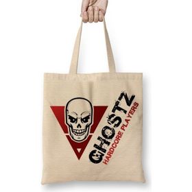Baskı Dükkanı Ghostz Logo Preta 2017 Bez Uzun Saplı Krem Rengi Çanta