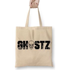 Baskı Dükkanı Ghostz Logo Preta 2018 Bez Uzun Saplı Krem Rengi Çanta