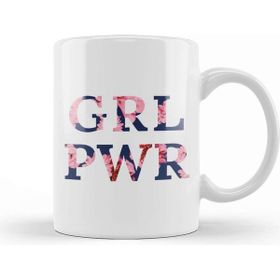 Baskı Dükkanı Girl Power Empowering Floral Background Kupa