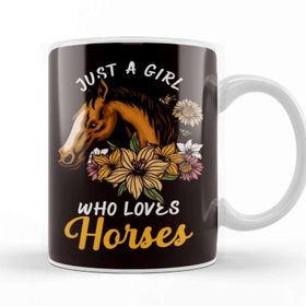 Baskı Dükkanı Girl Who Loves Horses Equestrian Sport Horseshoe Dressage Kupa Bardak