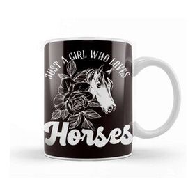 Baskı Dükkanı Girl Who Loves Horses Horse Head Horseshoe Equestrian Sport Kupa Bardak