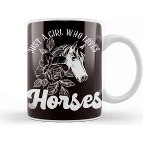 Baskı Dükkanı Girl Who Loves Horses Horse Head Horseshoe Equestrian Sport Kupa Bardak