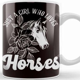 Baskı Dükkanı Girl Who Loves Horses Horse Head Horseshoe Equestrian Sport Kupa Bardak