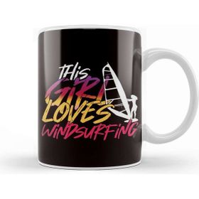 Baskı Dükkanı Girl Who Loves Windsurfing Windsurfer Sailing Ocean Wave Kupa Bardak
