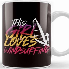 Baskı Dükkanı Girl Who Loves Windsurfing Windsurfer Sailing Ocean Wave Kupa Bardak