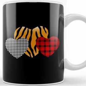 Baskı Dükkanı Girls Valentines Day S Hearts Love Leopard Plaid Kids Kupa Bardak