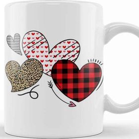 Baskı Dükkanı Girls Valentines Day S Hearts Love Leopard Plaid Kids Kupa Bardak