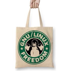 Baskı Dükkanı Gnu Linux Bez Uzun Saplı Krem Rengi Çanta