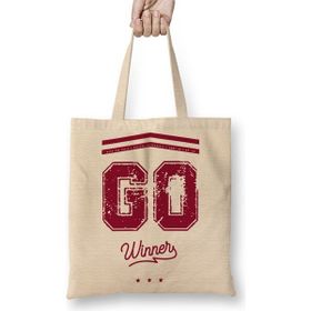 Baskı Dükkanı Go Winner Red Bez Uzun Saplı Krem Rengi Çanta