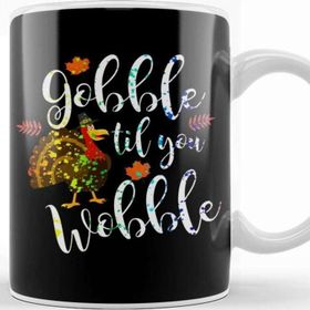 Baskı Dükkanı Gobble Til You Wobble Thanksgiving Paint Splatter Kupa Bardak