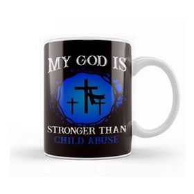 Baskı Dükkanı God Child Abuse Prevention Month Religion Blue Ribbon April Kupa Bardak