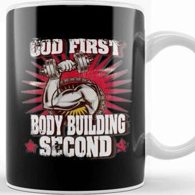 Baskı Dükkanı God First Bodybuilding Second Religious Lifting Kupa Bardak