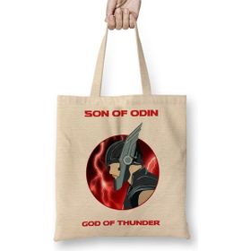 Baskı Dükkanı God Of Thunder Bez Uzun Saplı Krem Rengi Çanta