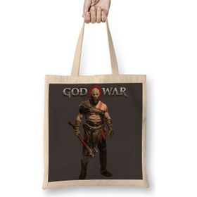 Baskı Dükkanı God Of War Kratos Bez Uzun Saplı Krem Rengi Çanta