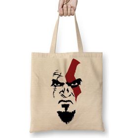 Baskı Dükkanı God Of War Kratos Bez Uzun Saplı Krem Rengi Çanta